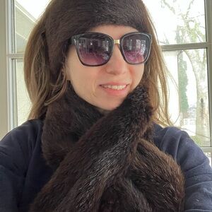 Elegant real sheared beaver  Fur Scarf and Headband Set